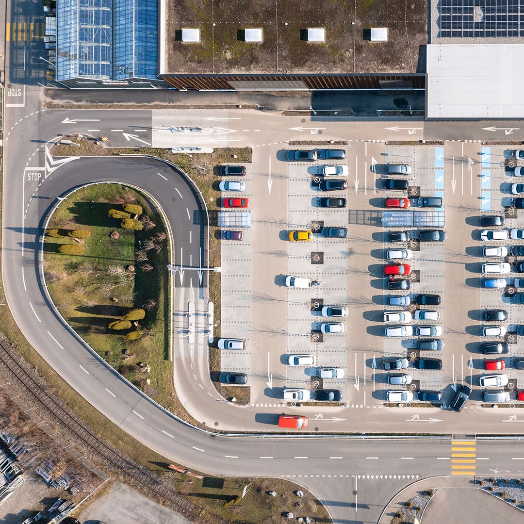 Diese Luftaufnahme in St. Gallen dokumentiert Parking von oben