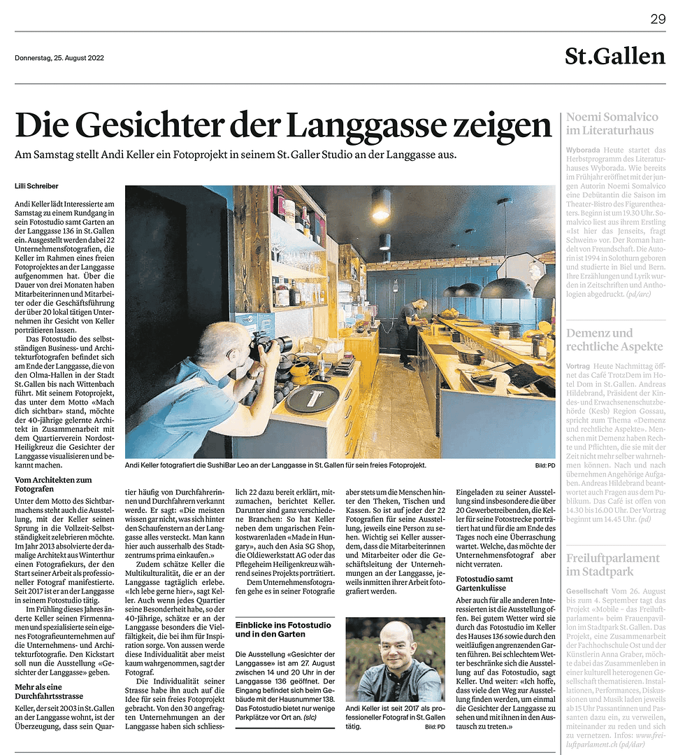 220825 St. Galler Tagblatt Andi Keller Fotografie gesichter langgasse